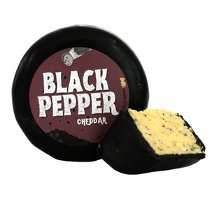Cracked Black Pepper Cheddar - Waxed Cheese Truckle 200g